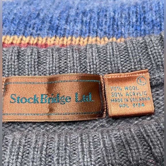 StockBridge Ltd. Gray VINTAGE STRIPE Wool Sweater, preppy,,CASUAL, MEN SIZE L - Picture 5 of 6